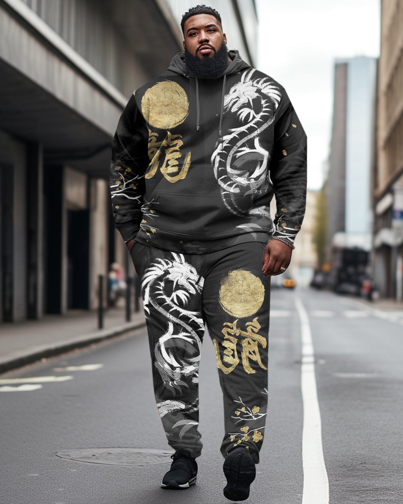 Big & Tall Graphic Hoodie Sweatpants Set for big men view 1