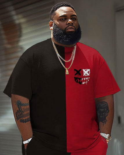 Big & Tall Streetwear T-Shirt Shorts Set for big men view 3
