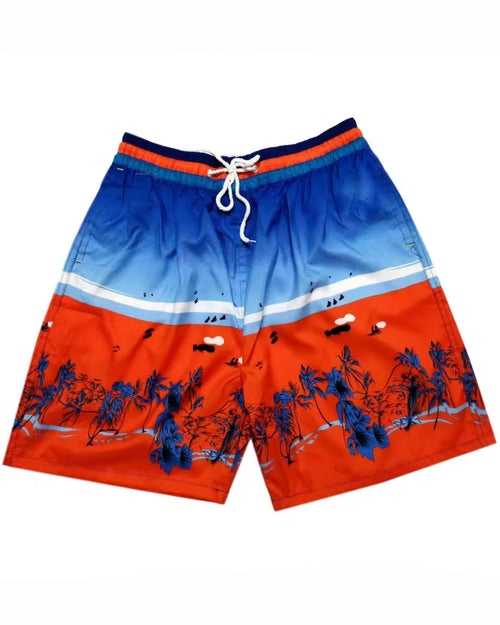 Big & Tall Blue Red Hawaiian Shorts for big men