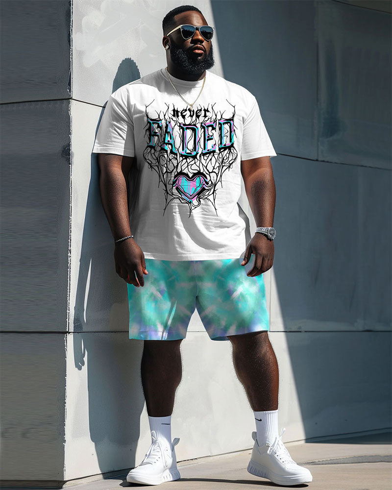 Big & Tall Graphic Streetwear T-Shirt Shorts Set for big men view 1