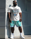 Big & Tall Graphic Streetwear T-Shirt Shorts Set for big men view 1