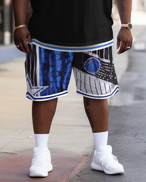 Big & Tall Striped Streetwear Athletic Shorts for big men view 1