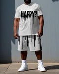 Big & Tall Splash Ink T-Shirt Shorts Set for big men view 1