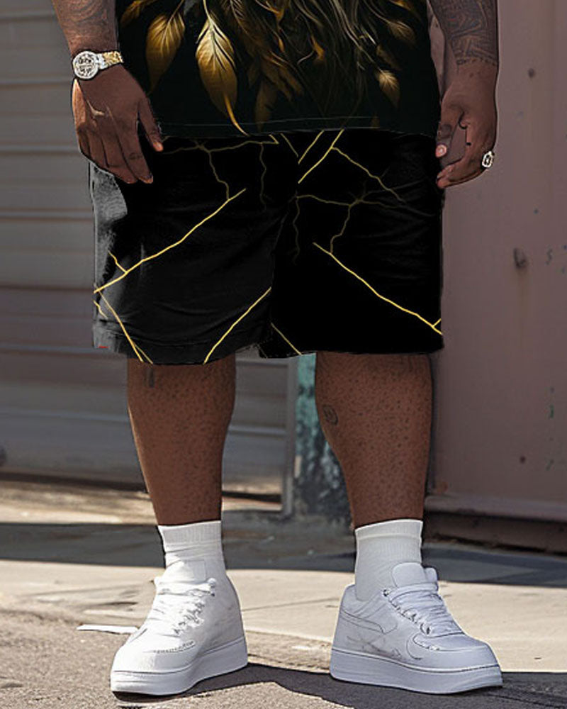 Big & Tall Graphic Streetwear T-Shirt Shorts Set for big men view 3