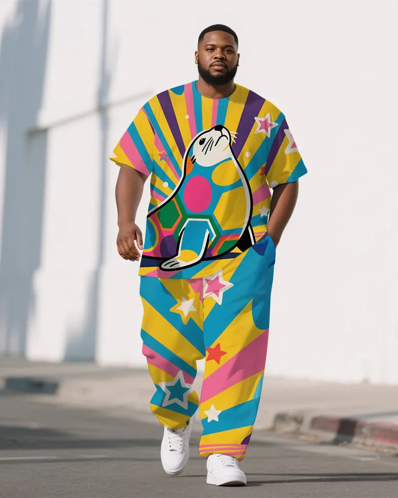Big & Tall Streetwear T-Shirt Pants Set for big men view 1