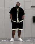 Big & Tall Colorblock Geometric T-Shirt Shorts Set for big men view 2