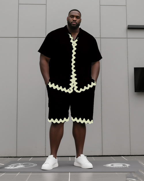 Big & Tall Colorblock Geometric T-Shirt Shorts Set for big men view 2