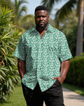 Big & Tall Green Geometric Short Sleeve Shirt for big men view 1