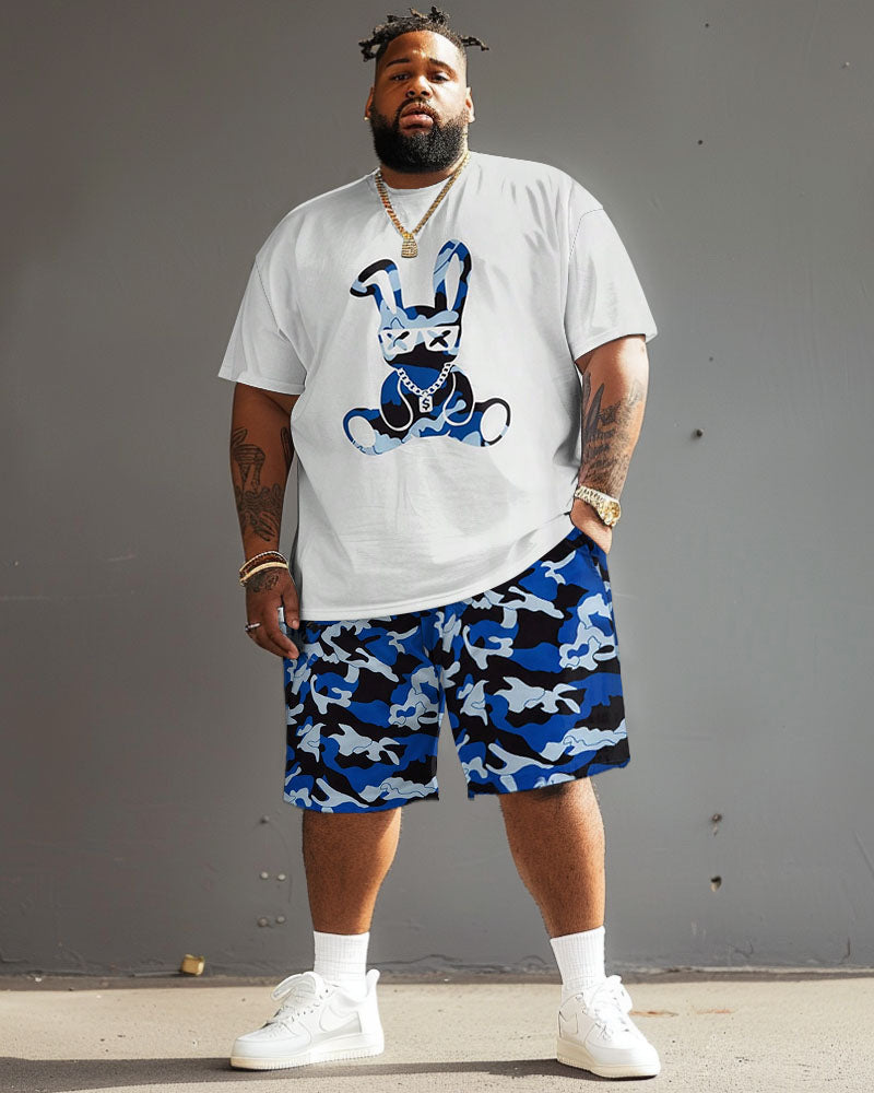 Big & Tall Graphic Graffiti T-Shirt Shorts Set for big men view 2