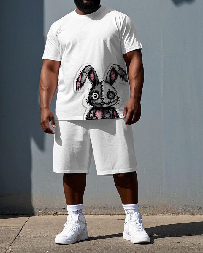 Big & Tall Colorblock Graphic T-Shirt Shorts Set for big men view 1