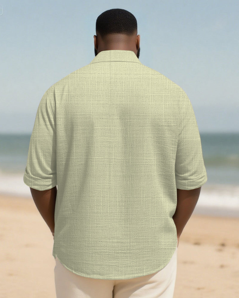 Big & Tall Green Colorblock Long Sleeve Shirt for big men view 2