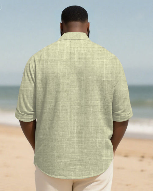 Big & Tall Green Colorblock Long Sleeve Shirt for big men view 2
