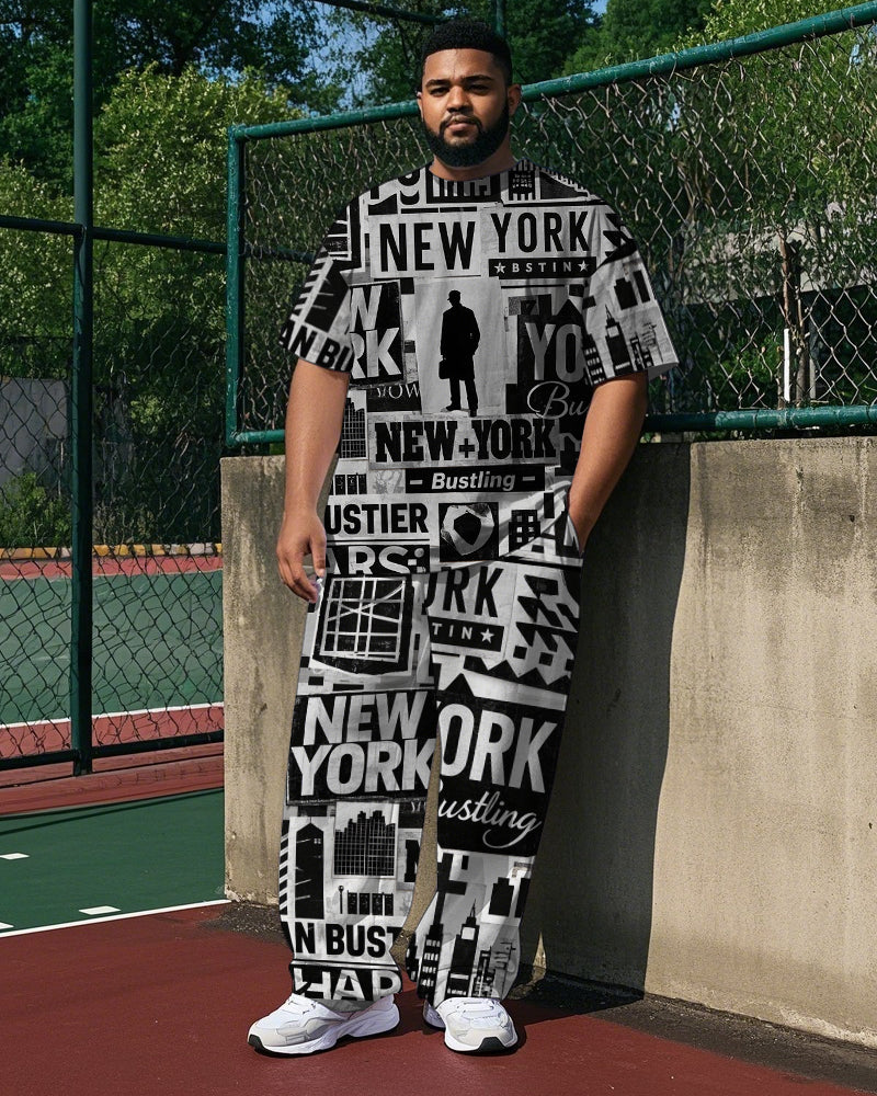 Big & Tall Streetwear T-Shirt Pants Set for big men view 1