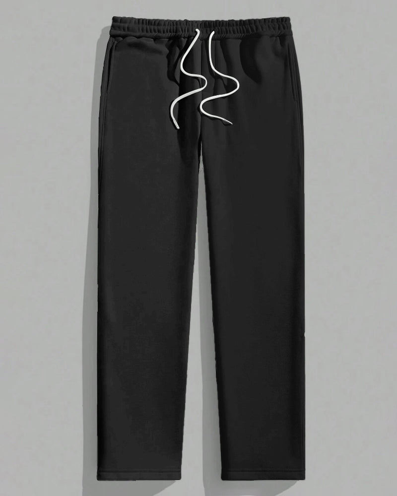 Big & Tall Black Khaki Colorblock Polo Pants Set for big men view 3
