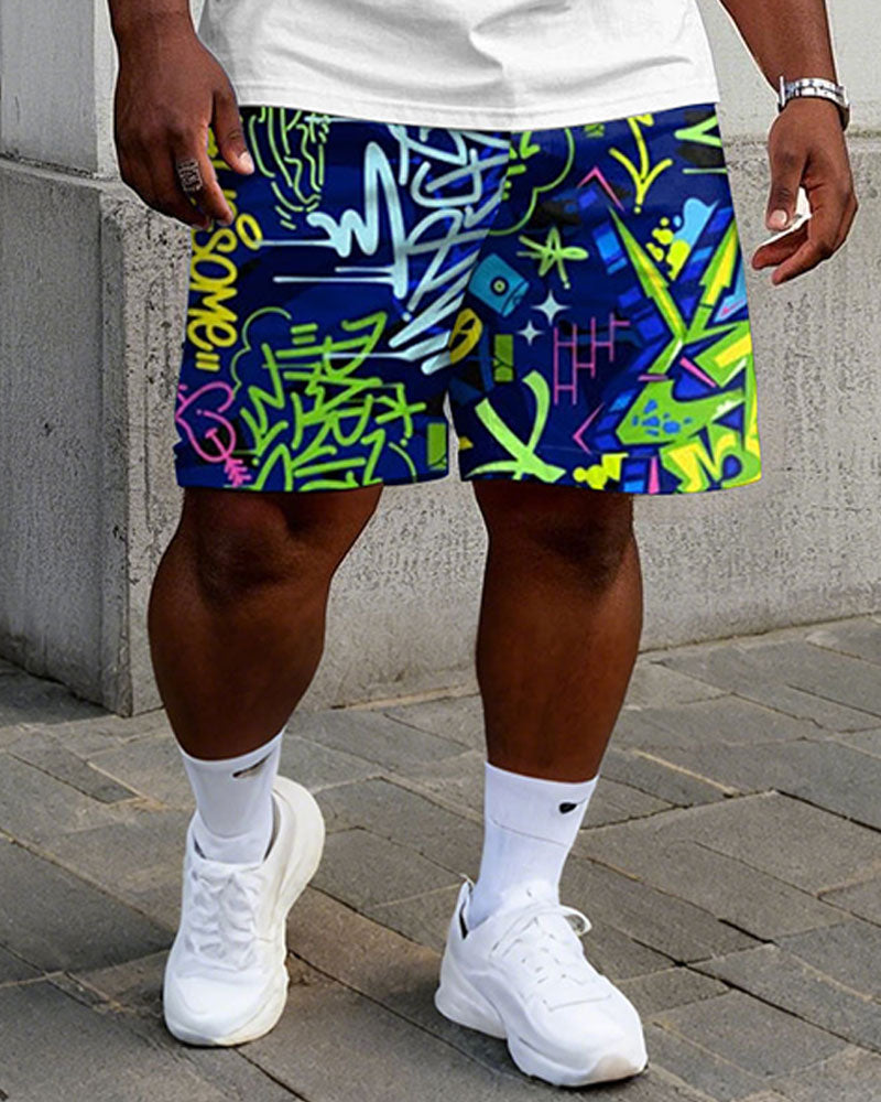 Big & Tall Streetwear T-Shirt Shorts Set for big men view 3