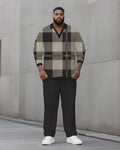 Big & Tall Black Geometric Plaid Two-piece Set for big men view 1