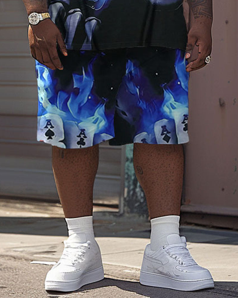 Big & Tall Graphic Streetwear T-Shirt Shorts Set for big men view 3