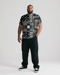Big & Tall Black Graphic Streetwear T-Shirt Pants Set for big men view 3