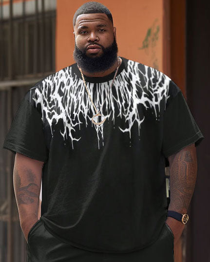 Big & Tall Graphic Streetwear T-Shirt Shorts Set for big men view 3