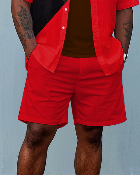 Big & Tall Colorblock Graphic T-Shirt Shorts Set for big men view 3