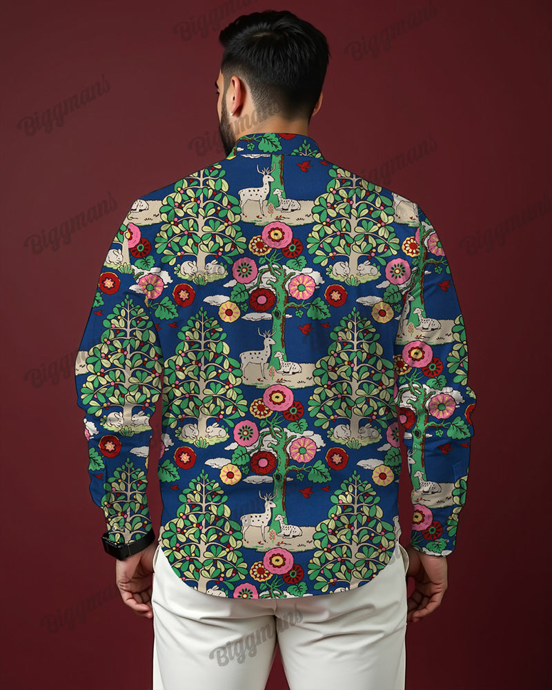 Big & Tall Hawaiian Streetwear Long Sleeve Shirt for big men view 2