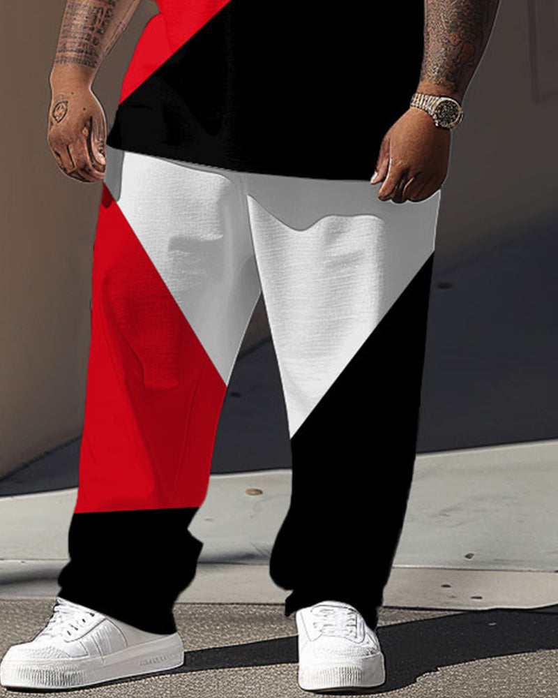 Big & Tall Black Red Colorblock Two-piece Set for big men view 3