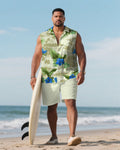Big & Tall Hawaiian Graphic T-Shirt Shorts Set for big men view 1