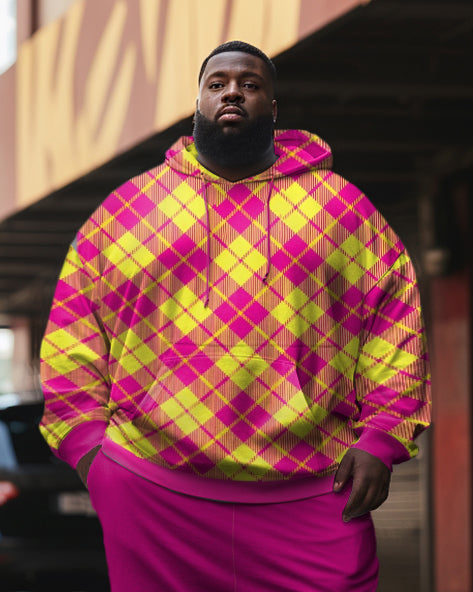 Big & Tall Red Plaid Streetwear Hoodie for big men view 2