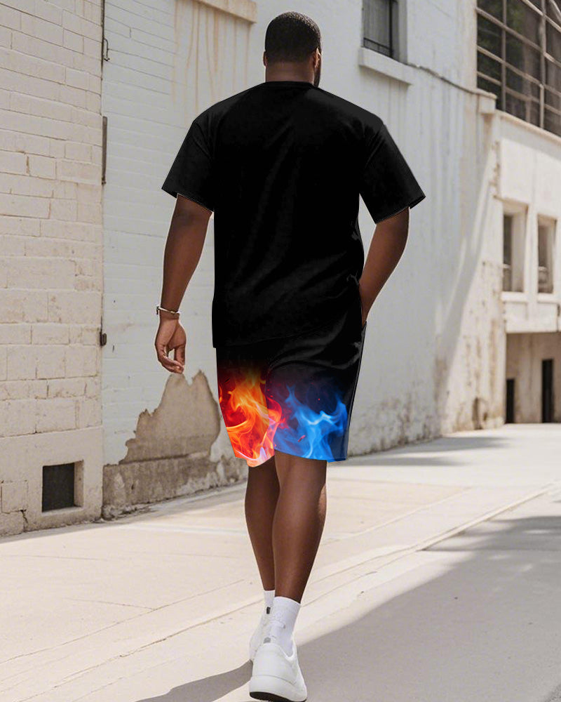 Big & Tall Gradient Graphic T-Shirt Shorts Set for big men view 4