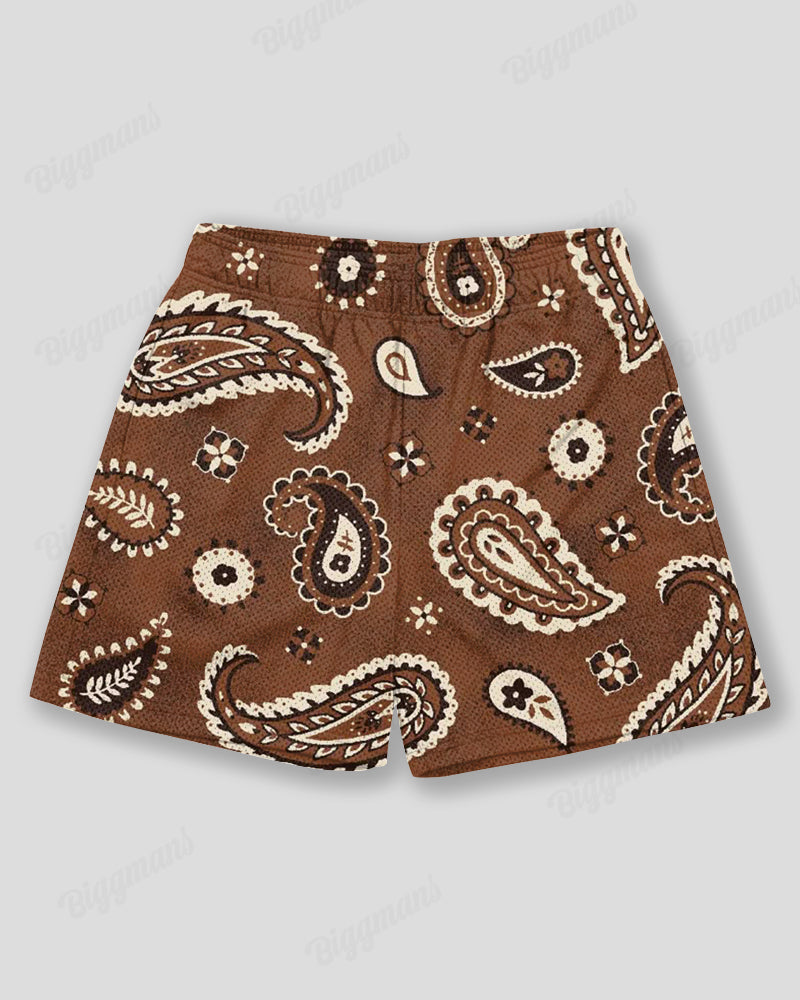Big & Tall Brown Graphic Graffiti Athletic Shorts for big men