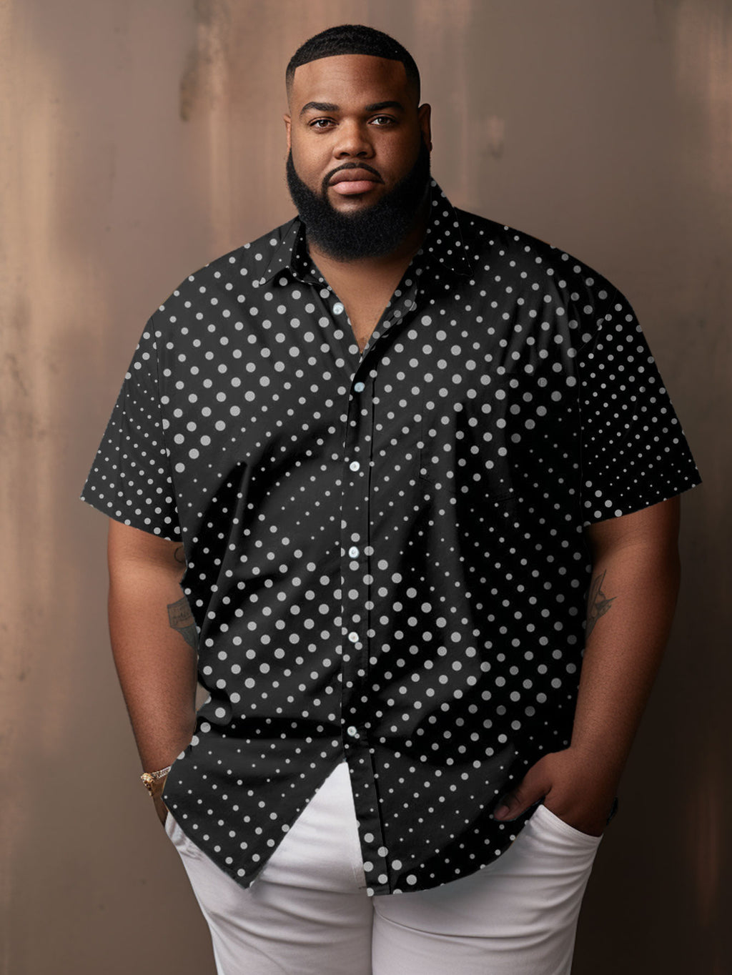 Big & Tall Black Plaid Short Sleeve Shirt for big men view 2
