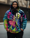 Big & Tall Graffiti Streetwear Hoodie Sweatpants Set for big men