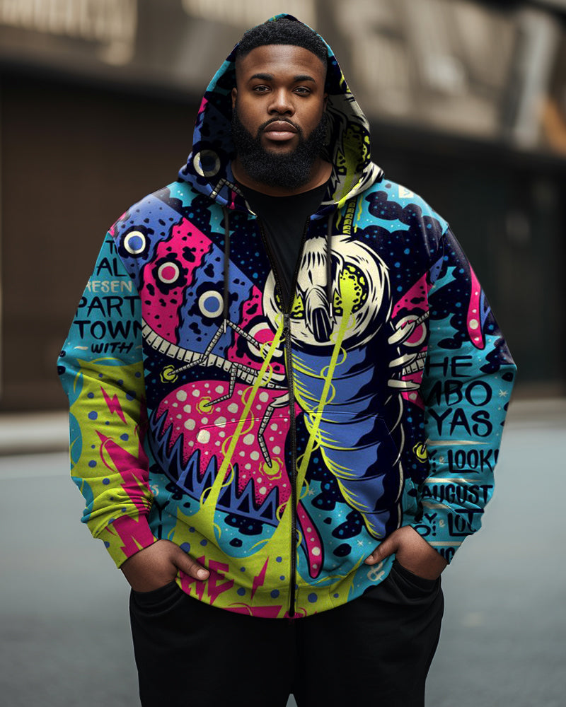 Big & Tall Graffiti Streetwear Hoodie Sweatpants Set for big men
