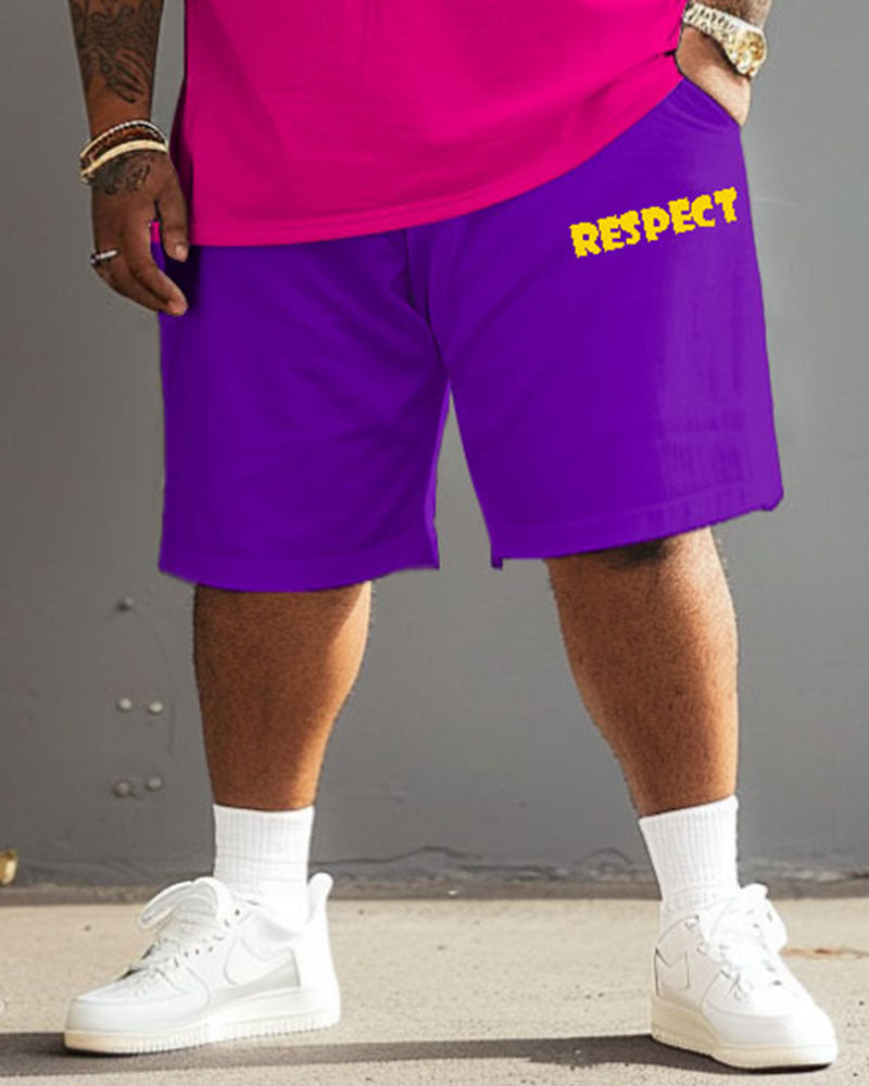 Big & Tall Graphic Streetwear T-Shirt Shorts Set for big men view 3