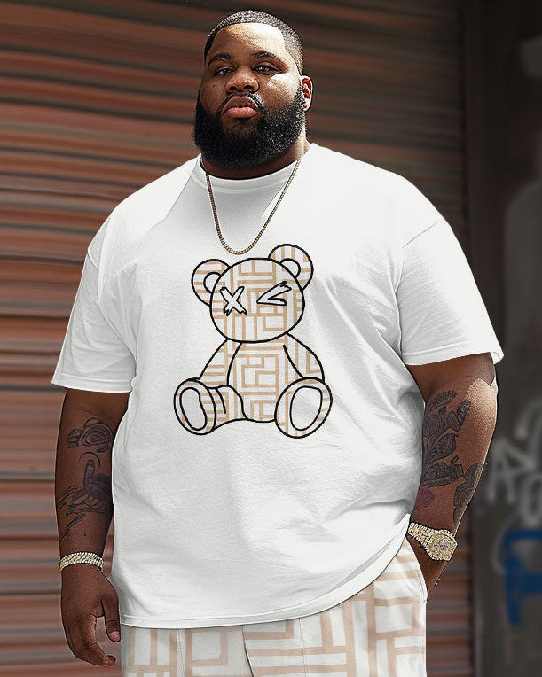 Big & Tall Geometric Graphic T-Shirt Shorts Set for big men view 3