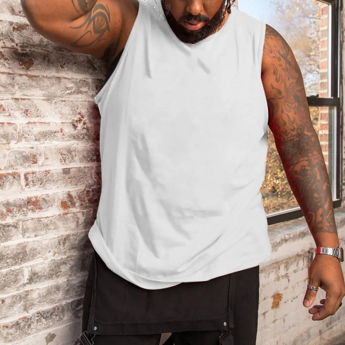 Big & Tall Solid Color Tank Top for big men view 3