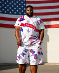 Big & Tall Streetwear T-Shirt Shorts Set for big men view 1