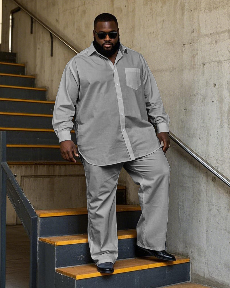 Big & Tall Solid Color T-Shirt Pants Set for big men view 10