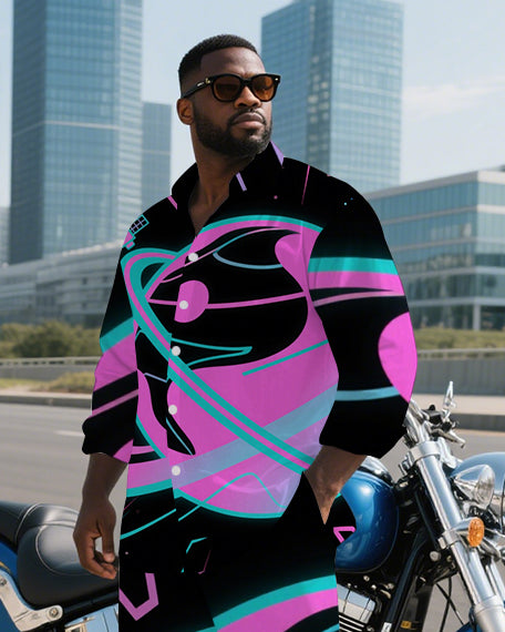 Big & Tall Geometric T-Shirt Pants Set for big men view 1
