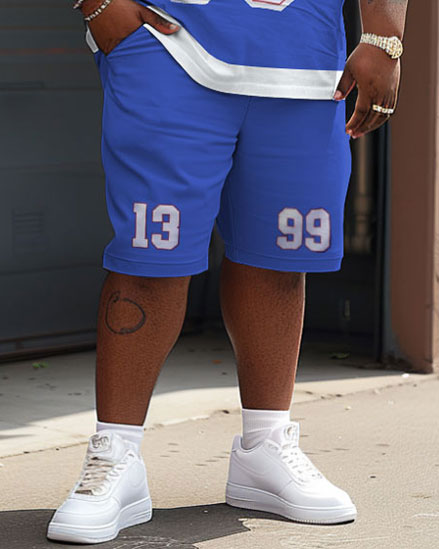Big & Tall Colorblock Graphic T-Shirt Shorts Set for big men view 4