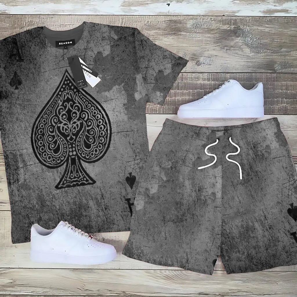 Big & Tall Graphic T-Shirt Shorts Set for big men view 2