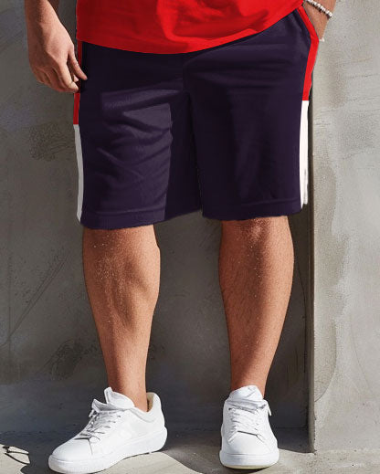 Big & Tall Colorblock Patchwork T-Shirt Shorts Set for big men view 3
