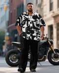 Big & Tall Black White Graffiti T-Shirt Pants Set for big men view 1