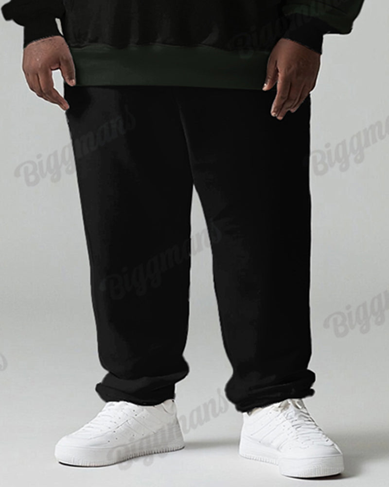 Big & Tall Striped Patchwork Hoodie Sweatpants Set for big men view 3