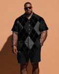 Big & Tall Plaid T-Shirt Shorts Set for big men view 1