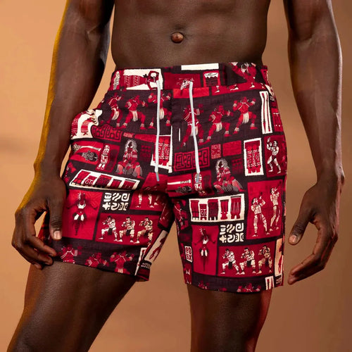 Big & Tall Hawaiian Tropical Colorblock Shorts for big men view 1