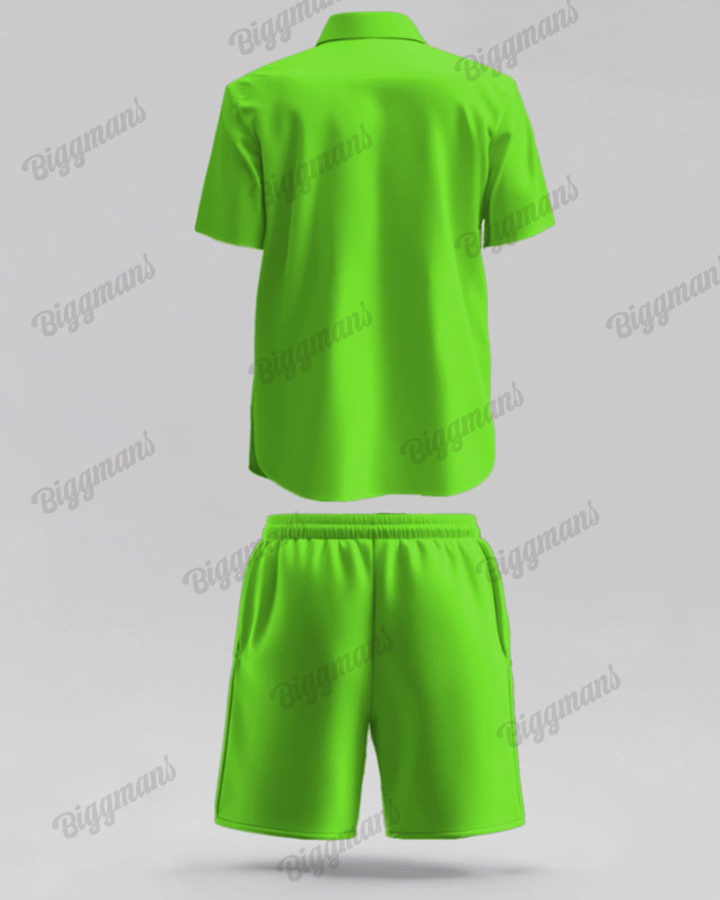 Big & Tall Green Streetwear T-Shirt Shorts Set for big men view 7