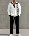Big & Tall Black White Business Casual Two-piece Set for big men view 1