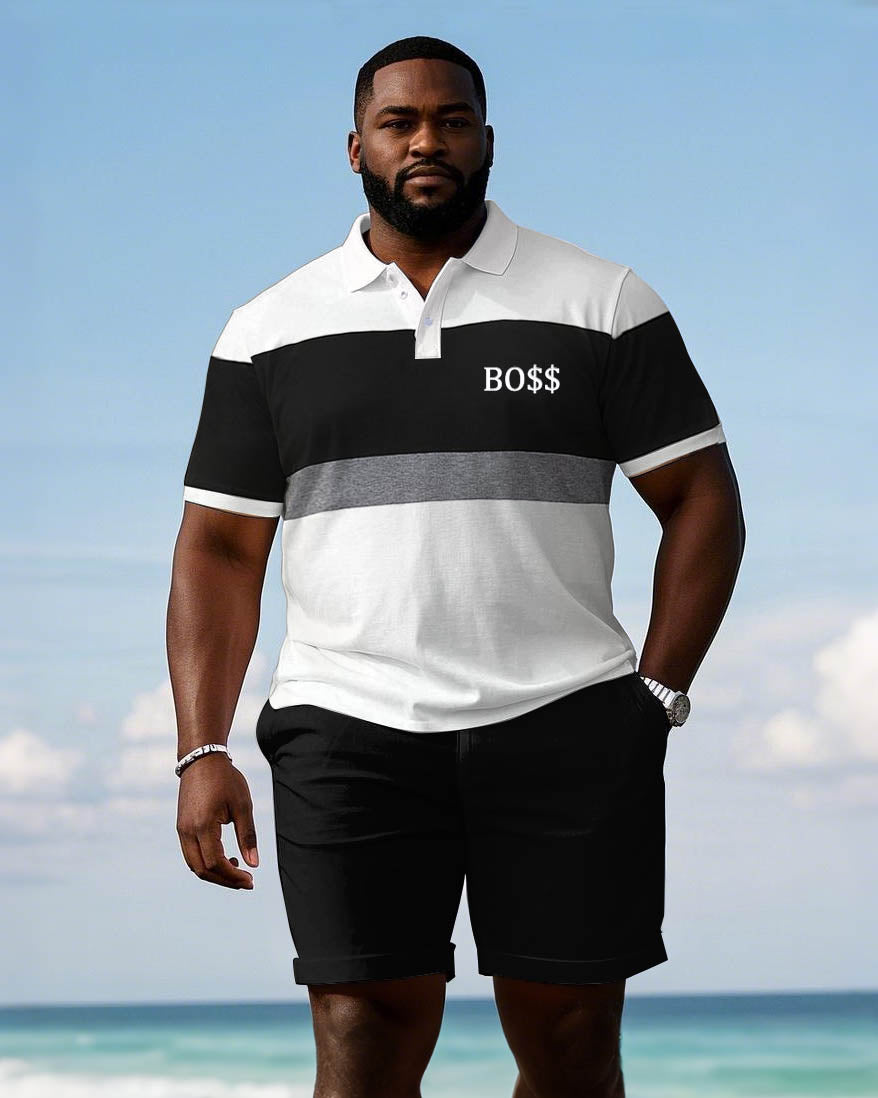 Big & Tall Black White Patchwork Jeans for big men view 1