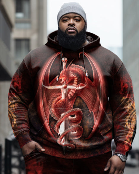 Big & Tall Graphic Hoodie Sweatpants Set for big men view 2